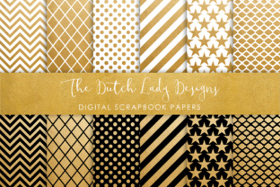 Download Digital Scrapbook Paper - Golden, Black & White Geometric Patterns - Digital scrapbook Collection